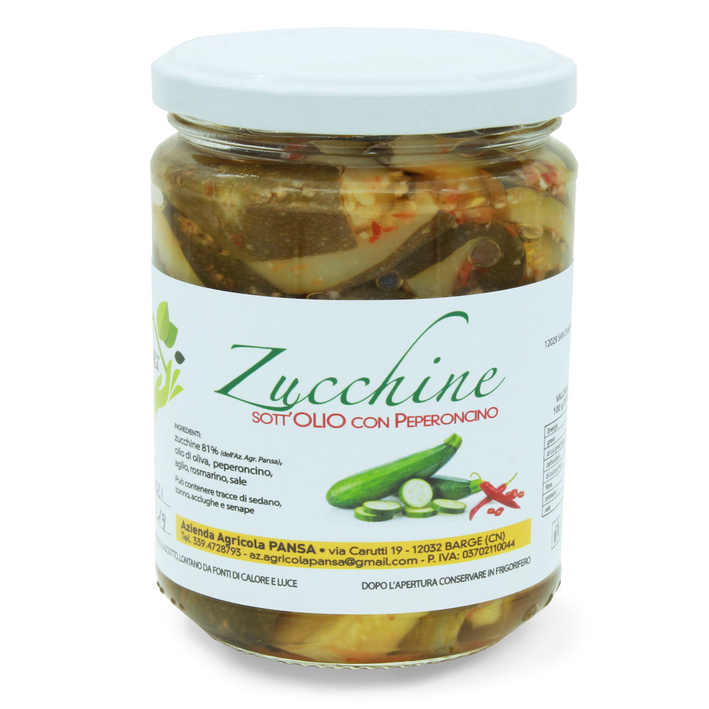 "ZUCCHINI WITH CHILI PEPPER IN OLIVE OIL" AGRICOLA PANSA 290g